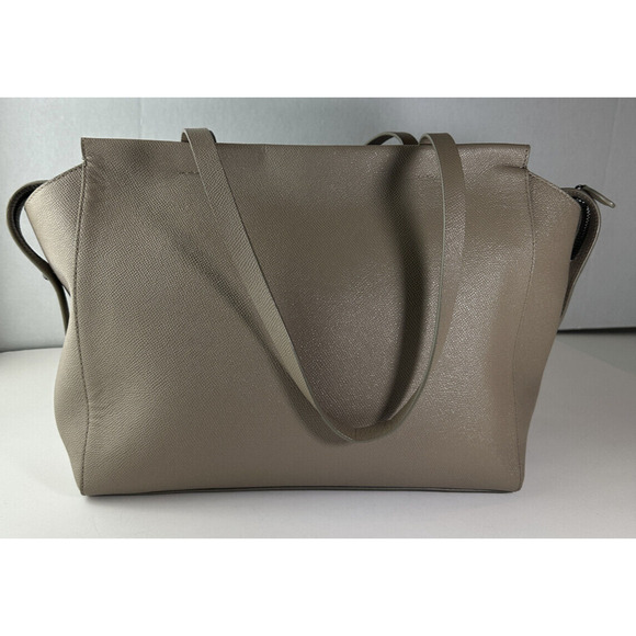 Rebecca Minkoff Gabby Leather Satchel Tote Large Shoulder Bag Beige Clean Lined - Picture 6 of 16